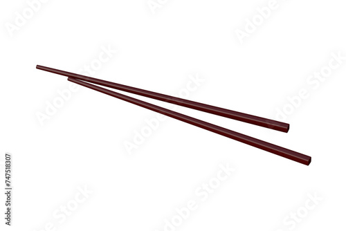 Black chopstick isolated on white background. Food accessories. Asian utensil. 3d render