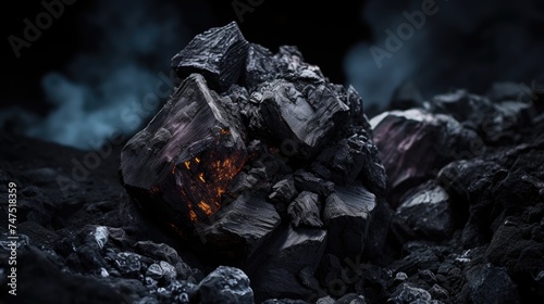 Close up of a pile of coal, suitable for industrial concepts