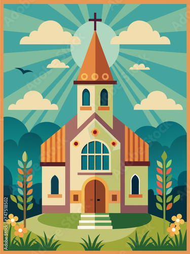 Church Greeting Card with Copy Space