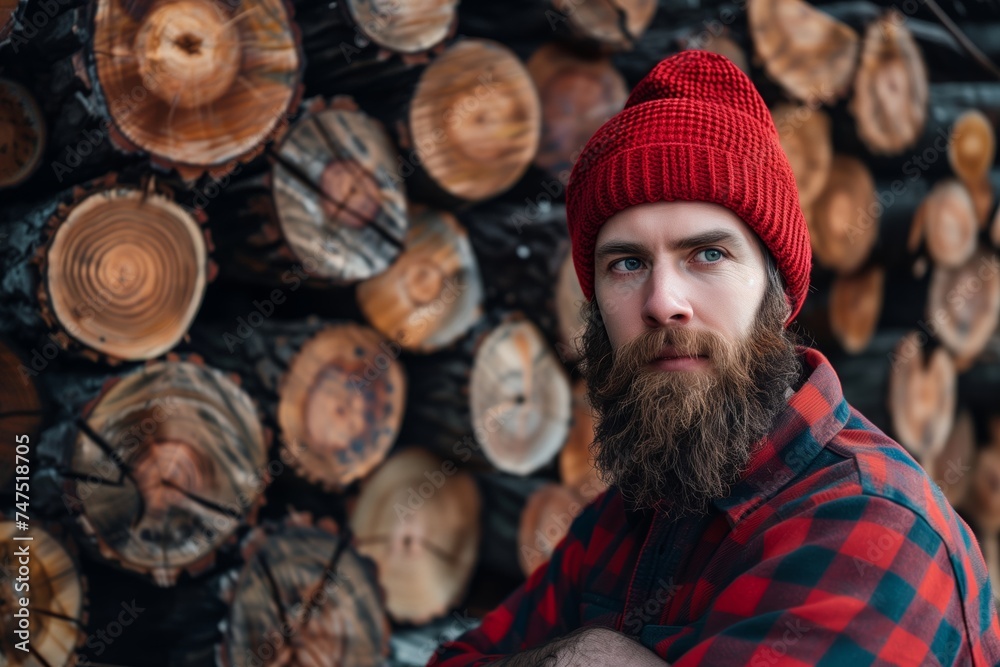 Obraz premium young lumber worker on site