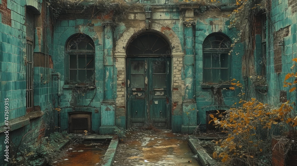 Dilapidated Entrance of an Abandoned Building