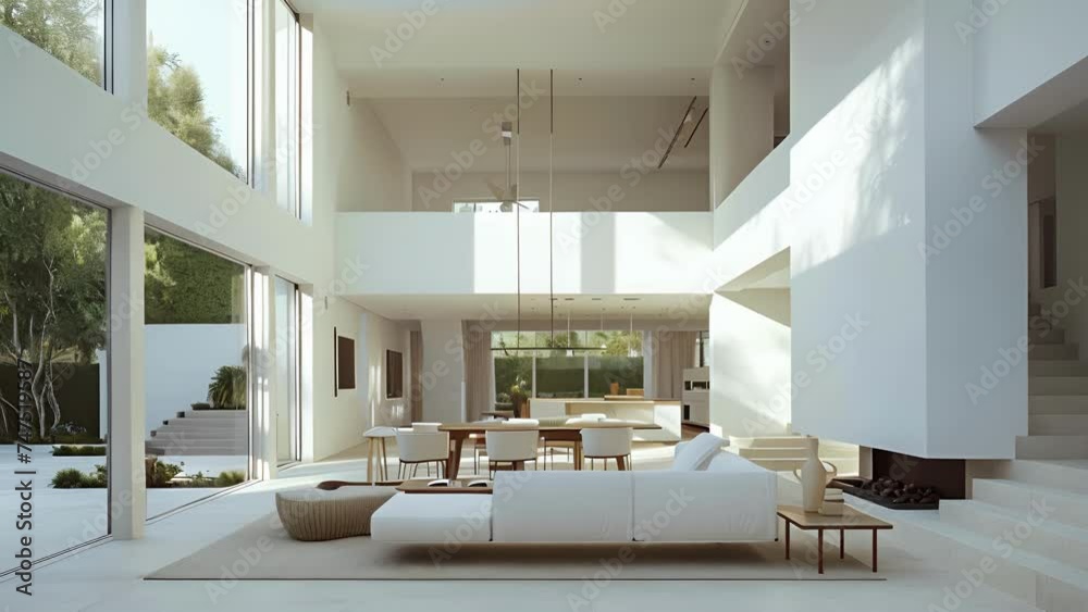 Designed to create harmony and balance this minimalist house features a minimalist interior with high ceilings white walls and simple yet elegant furnishings.