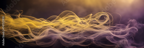 Photograph showcasing the mesmerizing dance of smoke tendrils in shades of citrine and peridot against a canvas of dusky violet.