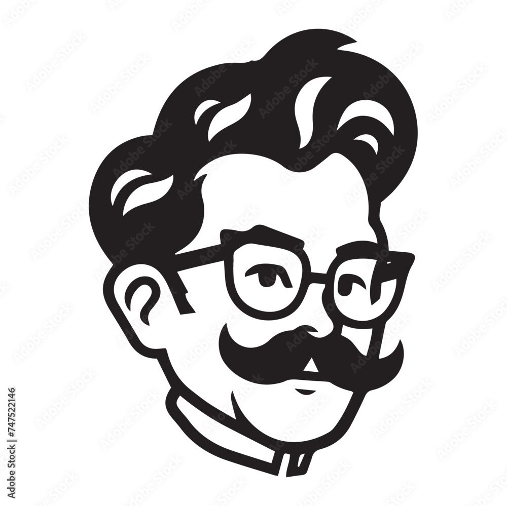 Bearded man with glasses illustration