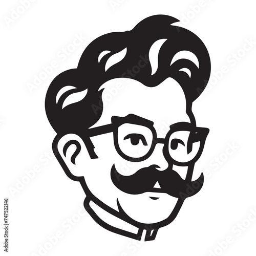 Bearded man with glasses illustration