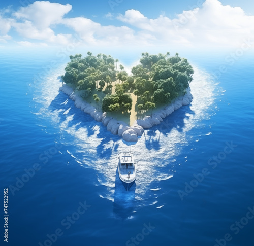 a heart shaped island in the ocean