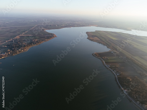 Aerial drone view Landscape on Lake Palich, Subotica, Serbia, Europe.