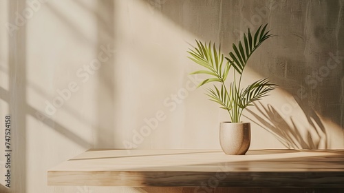 green plant in a pot in the interior. © Yahor Shylau 