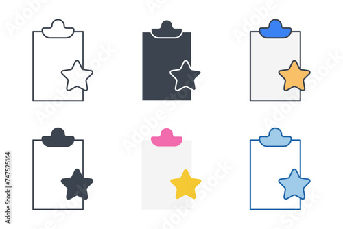 Document with Star icons with different styles. Document symbol vector illustration isolated on white background
