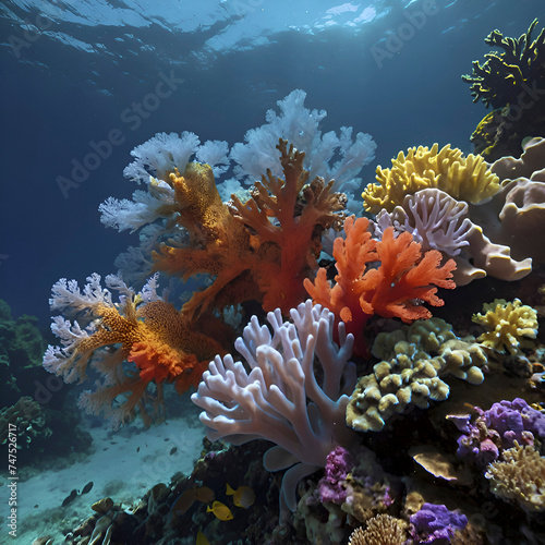 Underwater world with colorful corals. © Pram