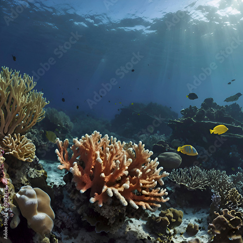 Underwater world with colorful corals. photo