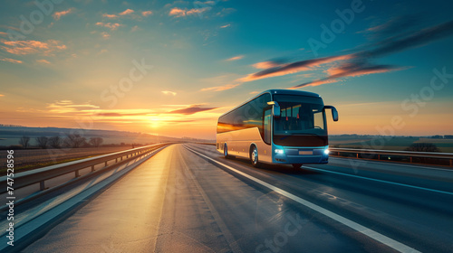 Touristic bus on the road. 