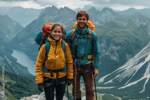 Adventurous Couple on Mountain Trek
