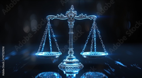 digital law scale on black background