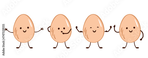 emoticon faces egg character set. Different emotions social media Symbol. Vector funny character egg. holiday decoration, poster, greeting card, sticker,  social media, bakery, farming, education.