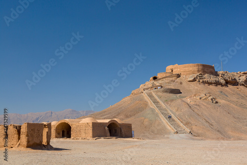 Zoroastrian temples ruins and the Tower of Silence in Yazd  Iran.