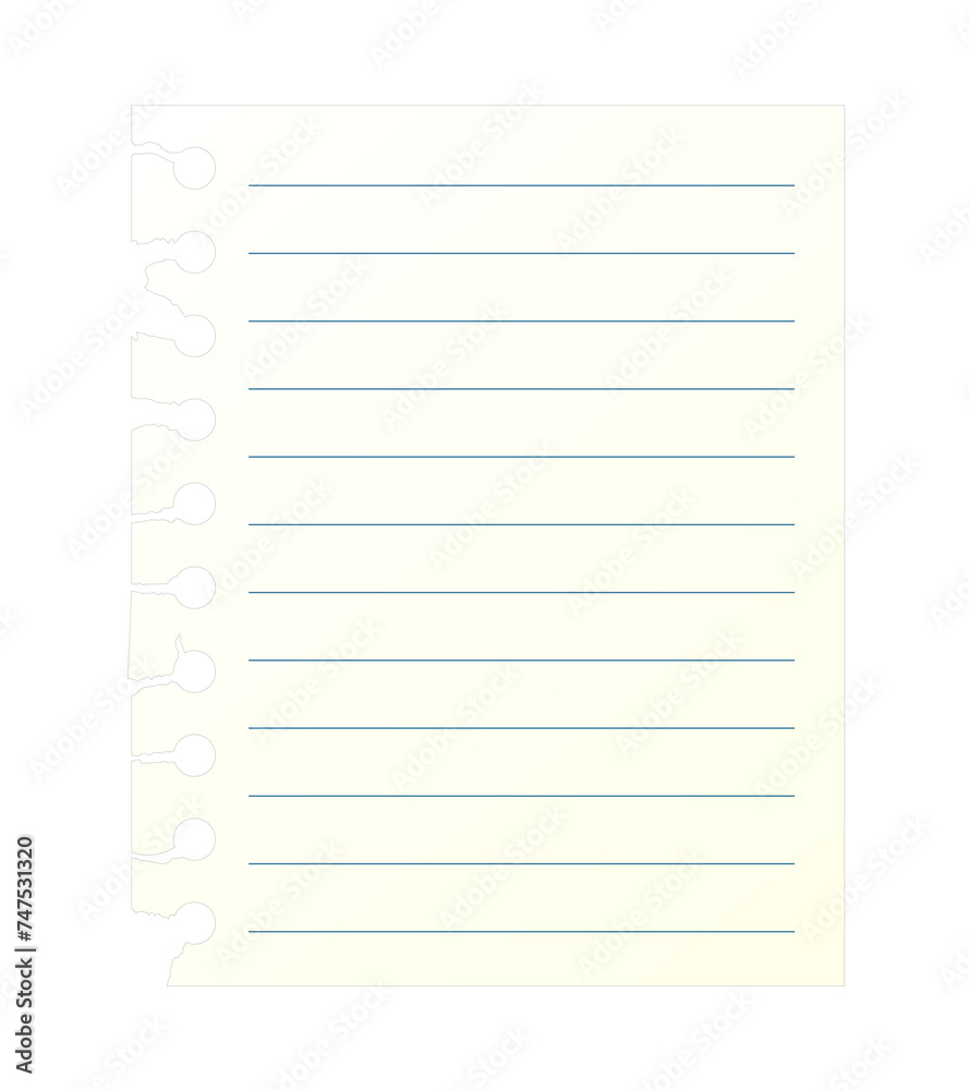 Blank lined note book page with torn edge. Notepaper mockup. Png clipart isolated on transparent background Blank lined note book page with torn edge. Notepaper mockup. Png clipart isolated on transparent background