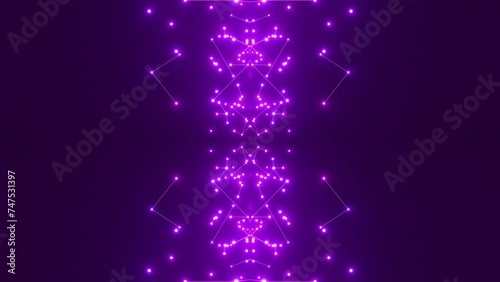 effektvolle futuristische violett leuchtende synchrone 3D-Linien mit Verbindungspunkten, techniches Design, Fraktal, Muster, Geraden, Verbindungen, Internet, System
 photo