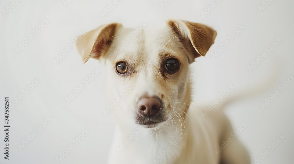 Jack Russell terrier portrait, dog, AI image, dog close-up, white dog