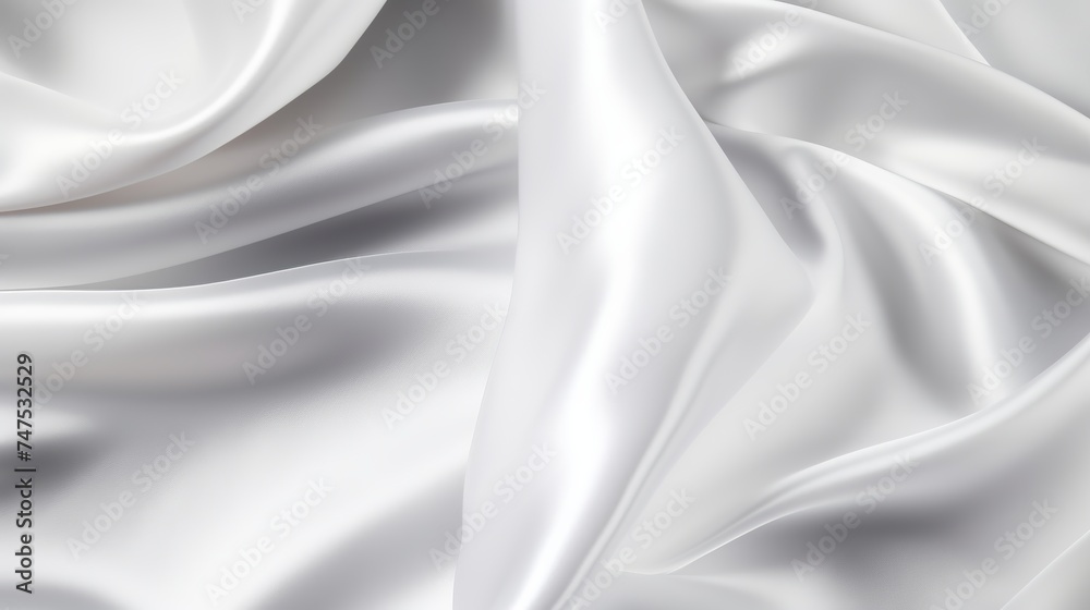 Naklejka premium White gray satin texture that is white silver fabric silk panorama background with beautiful soft blur pattern natural