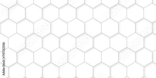 Fototapeta Naklejka Na Ścianę i Meble -  Abstract background with white hexagons and seamless pattern in vector design . luxury white pattern geometric mesh cell texture .hexagon 3d background texture design .