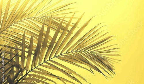 palm leaf silhouette on a yellow background