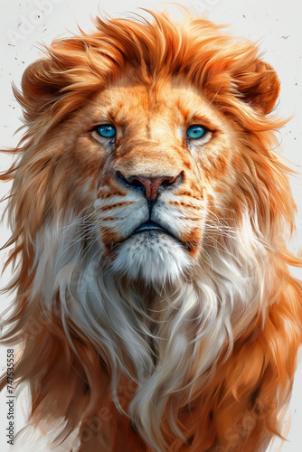 lion on a white background  recreate digital art with simple elements