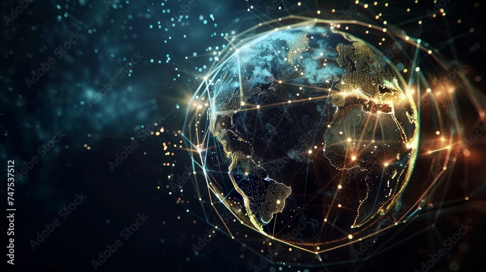background showcasing connection lines swirling around an Earth globe background showcasing connection lines swirling around an Earth globe