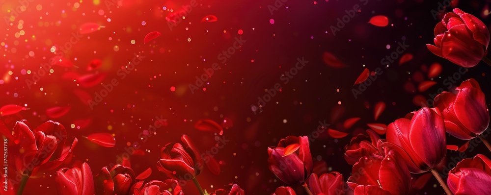 Red tulip bouquet flower background. Floral wallpaper, banner. February 14, valentine's day, love, 8 march international women's day theme. Red tulip bouquet flower background. Floral wallpaper, banner. February 14, valentine's day, love, 8 march international women's day theme.