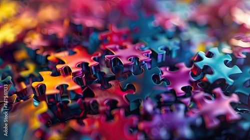 Intriguing abstract: Colorful unsolved puzzle background, a vibrant visual metaphor for complexity and creativity. Perfect for dynamic concepts photo