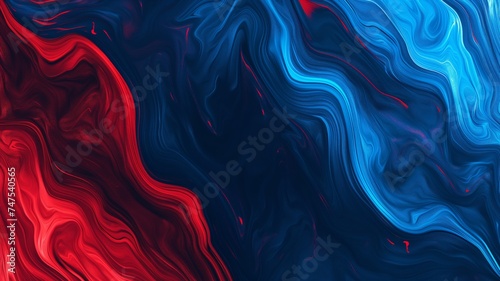 Abstract Red and Blue Fluid Art Texture, Dynamic Wave Pattern Background for Creative Design