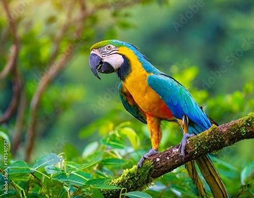 Guacamaya en medio de un bosque tropical
