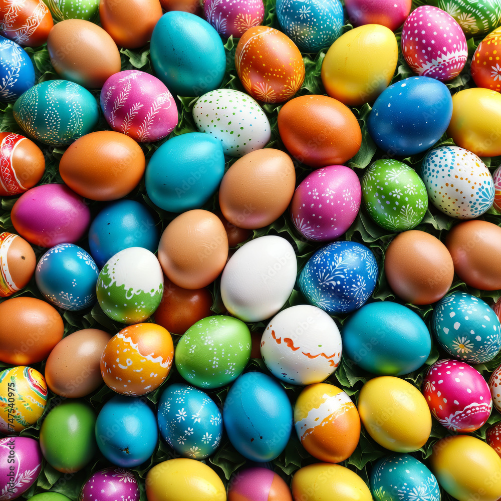 Colourful background of easter eggs collection, easter celebration, easter egg patterns, springtime joy, festive surprise, easter gift, vibrant eggs Colourful background of easter eggs collection, easter celebration, easter egg patterns, springtime joy, festive surprise, easter gift, vibrant eggs