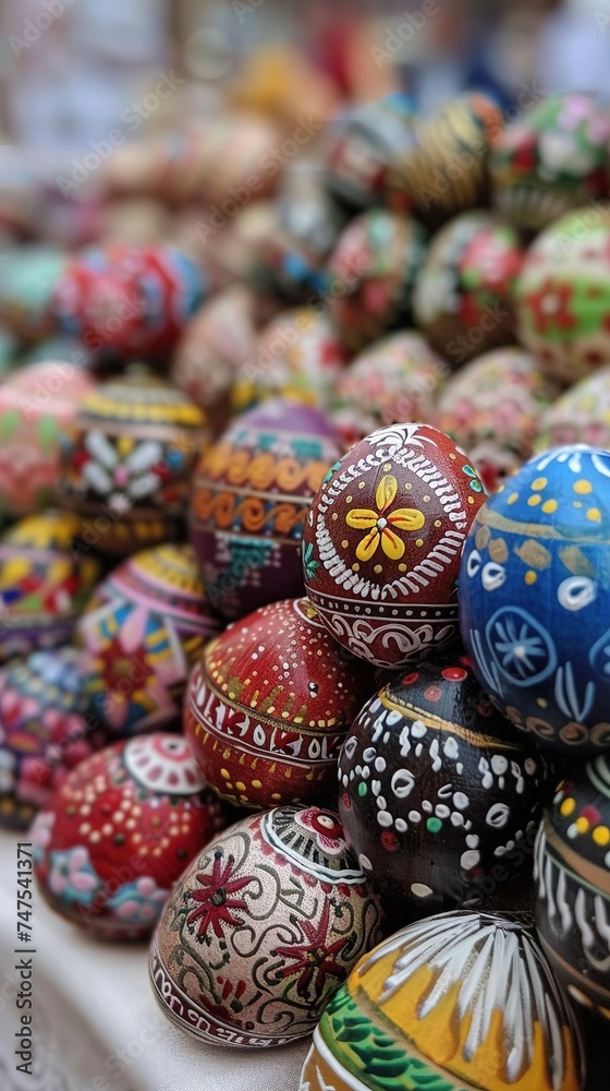 Traditional painted eggs at the Ciocanesti fair, for the orthodox Easter