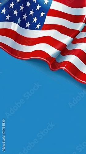 USA Labor Day Banner and poster template.USA labor day celebration with american flag on blue background.