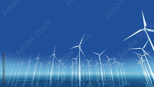 Wind Turbines Propeller Mill Renewable clean energy CG 3D illustration