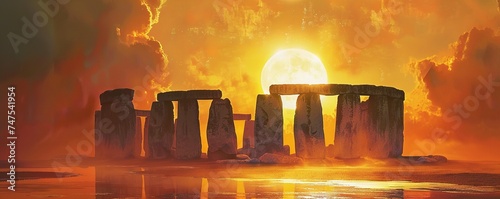 Stonehenge against the sun photo