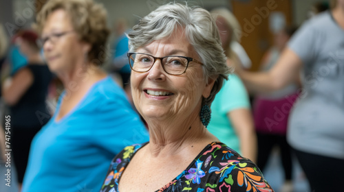 Middle-aged white women  enjoying a joyful dance class © aciddreamStudio