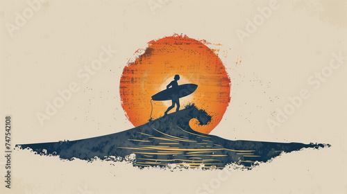 retro 1970s sun and surf illustration