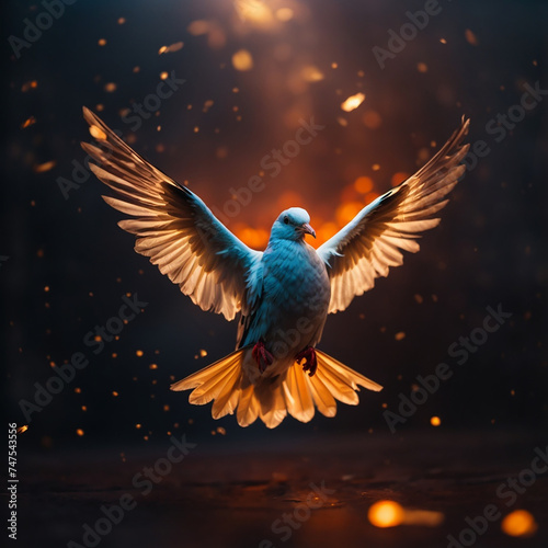 A Flying dove fire abstract, generative AI
