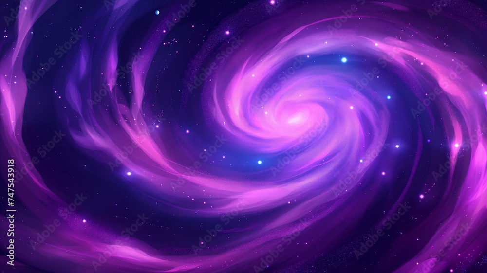 Abstract Cosmic Background with Swirling Purple and Blue Nebulas and Twinkling Stars in Space