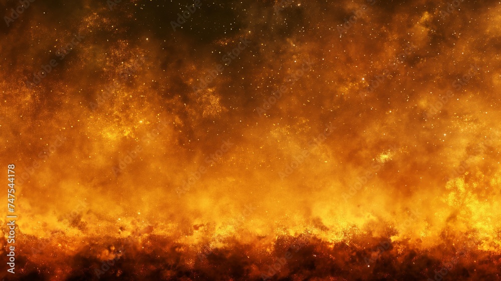 Intense Fiery Blaze with Sparkles and Smoke, Abstract Background of Heat, Danger, and Energy Concepts