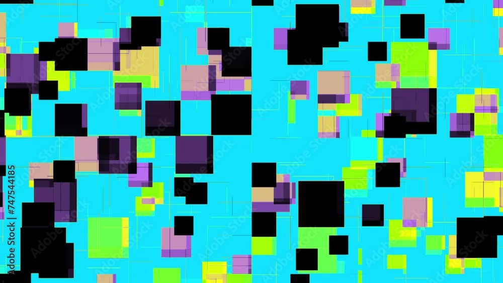 Mosaic background of colorful flickering squares pattern spread out from the center, perfect for blinking screen, concert, vj, event. Moving technologic squares with shine light glowing tiles Mosaic background of colorful flickering squares pattern spread out from the center, perfect for blinking screen, concert, vj, event. Moving technologic squares with shine light glowing tiles
