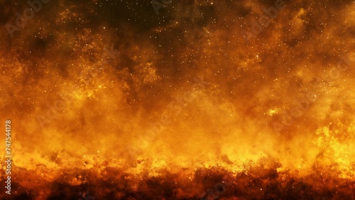 Intense Fiery Blaze with Sparkles and Smoke, Abstract Background of Heat, Danger, and Energy Concepts