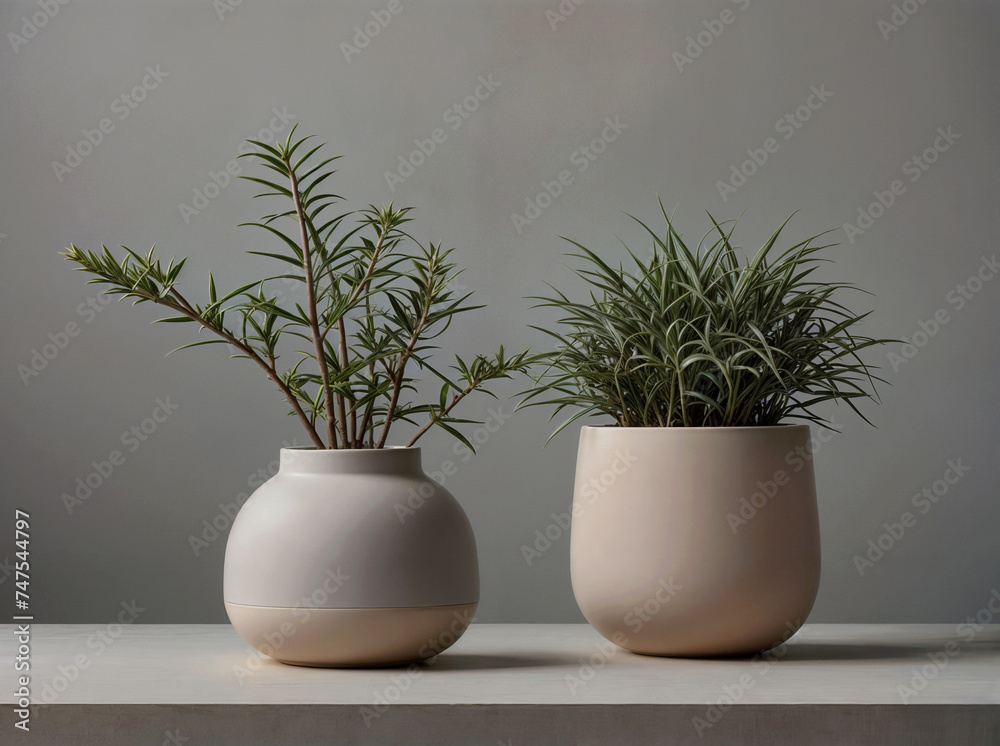 Set of beautiful vases in a minimalist style. ai generative Set of beautiful vases in a minimalist style. ai generative