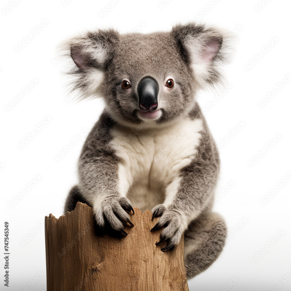 Fototapeta premium photo of a koala on a white background сreated with Generative Ai