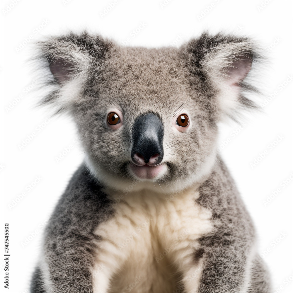 Fototapeta premium photo of a koala on a white background сreated with Generative Ai