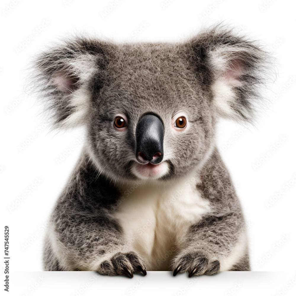 Fototapeta premium photo of a koala on a white background сreated with Generative Ai