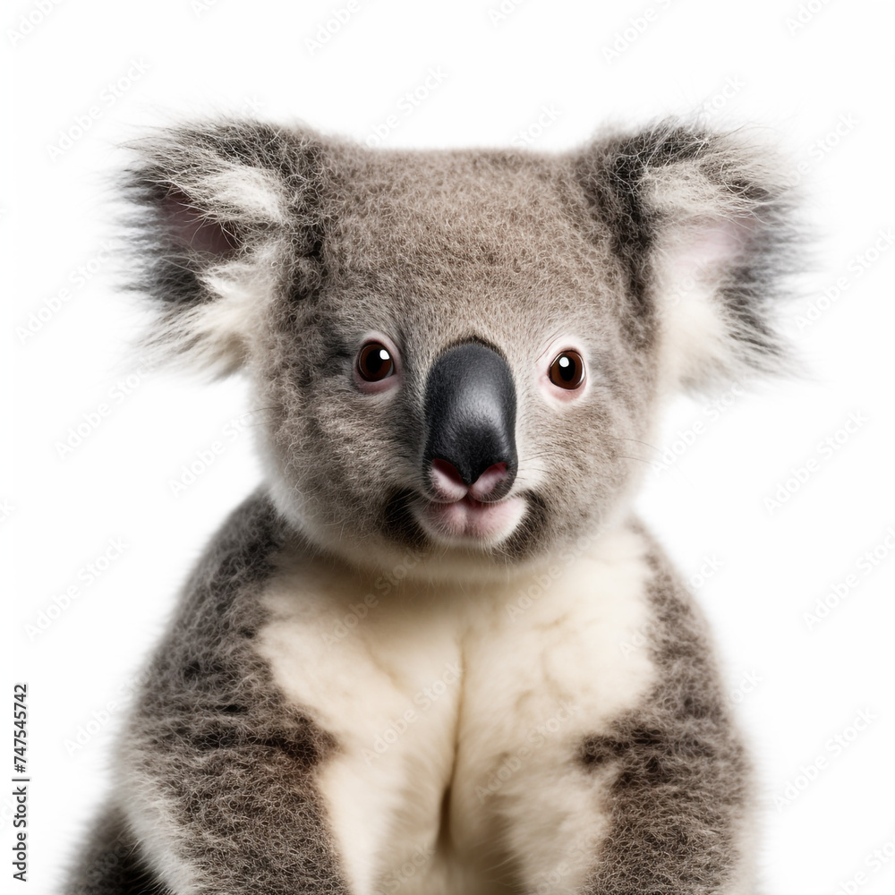 Obraz premium photo of a koala on a white background сreated with Generative Ai