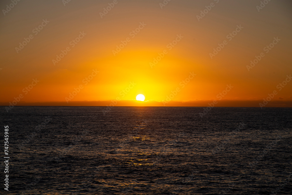 Beautiful sunset in the Atlantic Ocean waters